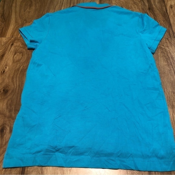 KATE Spade Live Colorfully Polo Shirt Aqua Teal Short Sleeve Womens Size Medium - Picture 10 of 11